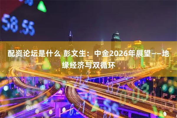 配资论坛是什么 彭文生:中金2026年展望——地缘经济与双循环
